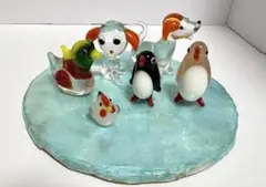 ガラス細工　ペンギン　犬　ニワトリ　謎の鳥