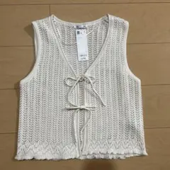 今季　新品未使用タグ付き　GU 透かし編みニットジレ　ジレ　ベスト　Lサイズ