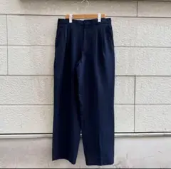 80s USA古着 スラックスパンツ ワイドパンツ ネイビー vintage