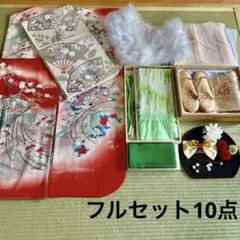 正絹 振袖一式 フルセット 10点 美品 成人式 ショール 草履バック 髪飾り