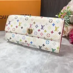 ルイヴィトン マルチカラー ポルトフォイユサラ 白 ホワイト 長財布 モノグラム