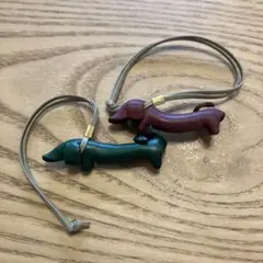 犬ダックスフンド レザーストラップ 2個セット