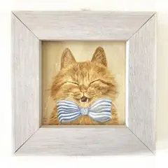 〈手描き〉猫の絵 / 額付き アクリル画 イラスト 原画 インテリア