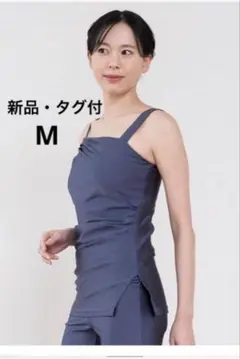 新作【SUKALA】シャインストレッチアシンメトリーチュニック◆スモークブルーM