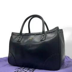 アナスイ　ハンドバッグ　黒　バタフライ　レザー　本革　ANNA SUI　s6
