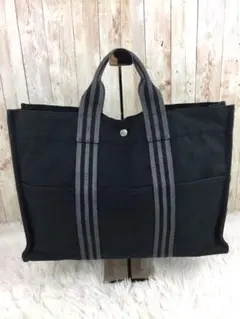 HERMES トートバッグ フールトゥMM A4サイズ キャンバス ブラック
