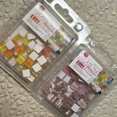 ガラスタイル 1cm 角　2パックセット　ピンク系　シトラス系