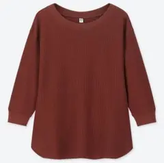 UNIQLO ワッフルクルーネックT S ブラウン