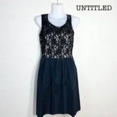 UNTITLED 花柄ワンピース レース切り返し フラワー リボン付きサイズ2