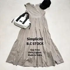 美品 シンプリシテェ B.C STOCK コットンボイルティアードワンピース
