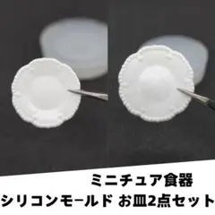 シリコンモールド　お皿2点セット　ミニチュア　食器　立体型　レジン