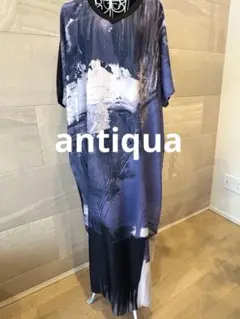 antiqua アンティカ　水彩柄　ロングワンピース