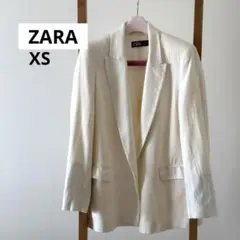 【美品】ZARA リネンブレンド テーラード　ジャケット XS オフホワイト