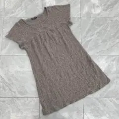 Quoi Quoi ニットワンピース 半袖 グレー ウール混 シンプル Mサイズ