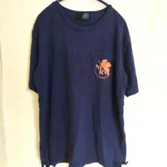 ユニセックス エヴァンゲリオン Tシャツ ロゴ付き ネイビー M