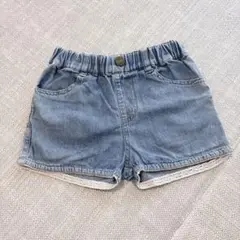 アーヴェヴェ　デニムショートパンツ　ハートポケット　花刺繍　110