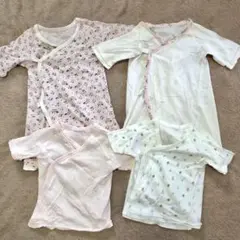 フライスボタン式 新生児 短肌着 & コンビ肌着 4点セット