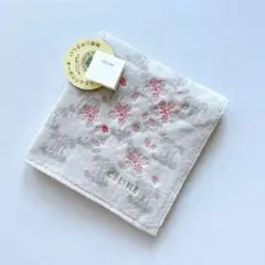 【 新品未使用 】CELINE セリーヌ タオルハンカチ マガダム柄 桜刺繍 ①