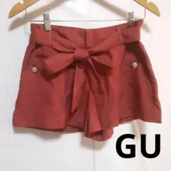 【セール】レディース GU リボン付きショートパンツ 赤 Sサイズ（M相当）