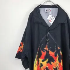 USA古着 デッドストック 90s 総柄シャツ ファイアーパターン シャツ