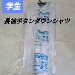 学生　スクールシャツ　ホワイト長袖　ボタンダウンシャツ