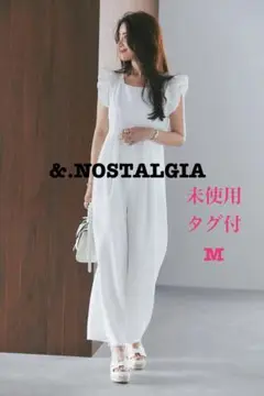 【&.NOSTALGIA 未使用・タグ付】ショルダーフリルオールインワン 白　M