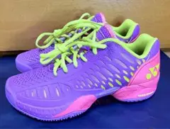 新品ヨネックス24テニスシューズパワークッションエクリプションオムニクレー紫靴