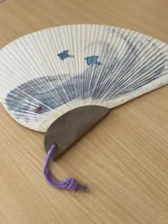 書道★和紙★扇子★波千鳥★ハンドメイド★和柄★日本土産★1点モノ★