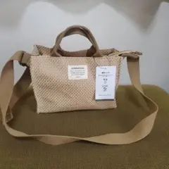 ☆新品、タグ付き☆雑材スクエアショルダートートバッグ　2way　かご　軽量