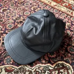レザー ブラック キャップ　vintage