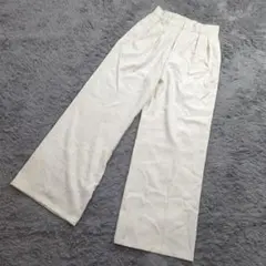 ★b1251 GRL グレイル【M】アイボリー ワイドパンツ タック入り