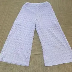 【毎日値引き！】GU 130 薄紫色 レース模様 ワイドパンツ