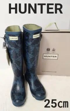 新品未使用 HUNTER ハンター 葉っぱ柄 レインブーツ 25㎝