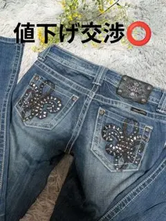 ミスミー✨スキニーデニムパンツ 平成ギャルy2k 25 チェーン ビジュー