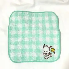サンリオ ポチャッコ ハンカチ ミニタオル プチタオル チェック 緑 グリーン