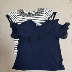 BeBeフリル付きストライプTシャツ ２枚110
