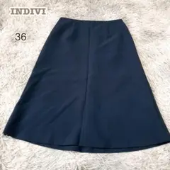 インディヴィ【M】膝丈スカート 台形 シンプル オフィス リクルート日本製