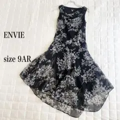 ☆《新品タグ付き》ENVIE 花柄ノースリーブワンピース ブラック9AR