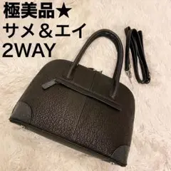 美品★リアル サメ革 エイ革 ハンドバッグ ショルダー 2WAY ブラック