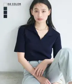 ベースメントオンライン　ニットポロトップス