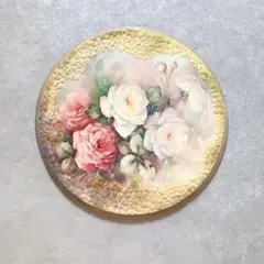 バラの花柄 円形絵画