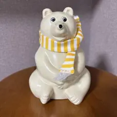 北欧クマ貯金箱　(イエローマフラー付き)