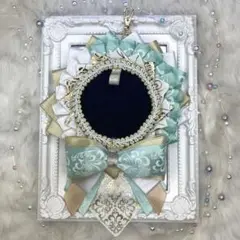 ロゼット　ホワイト　グリーン　ゴールド