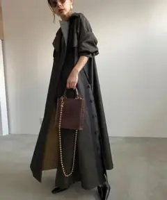 Ameri MINIMAL FLARE LONG TRENCH COAT