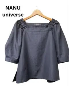 NANU universe 五分袖チュニック ブラウス トップス 紺色