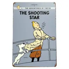 タンタンの冒険 ブリキ看板 20cm×30cm TINTIN タンタン ブルー