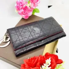 Christian Dior ディオール 長財布 チャーム ブラック トロッター