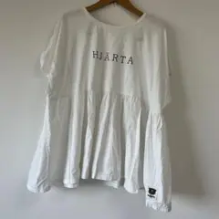 Hjärta プリント ホワイト チュニック 半袖　4L