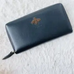 極美品 GUCCI 長財布 アニマリエ ビー 蜂 ラウンド 黒