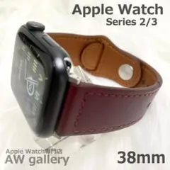 Apple Watch 7 レザーバンド 本体 38 ベルト ワインレッド